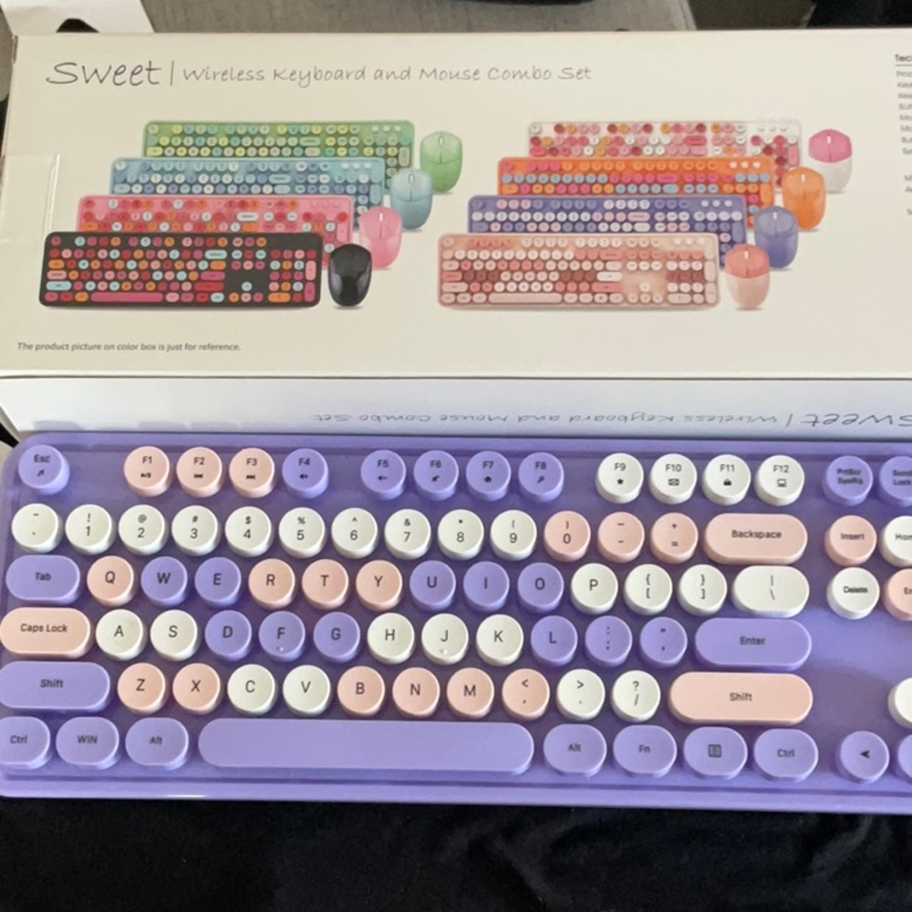 Sweet Wireless Keyboard and Mouse Combo - Purple and Pink